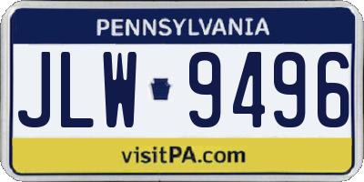 PA license plate JLW9496