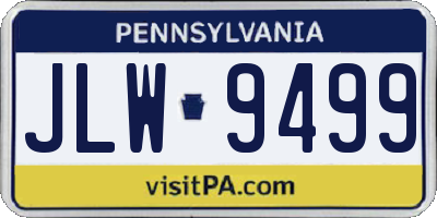 PA license plate JLW9499