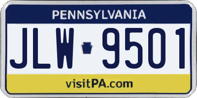 PA license plate JLW9501