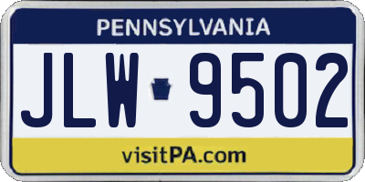 PA license plate JLW9502