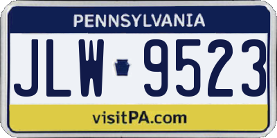 PA license plate JLW9523