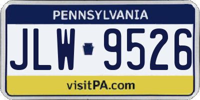 PA license plate JLW9526