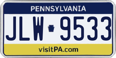 PA license plate JLW9533