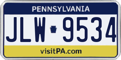 PA license plate JLW9534