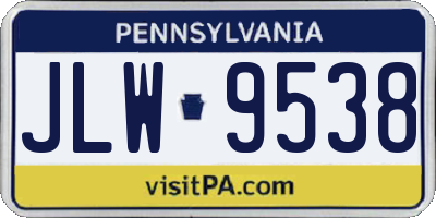 PA license plate JLW9538