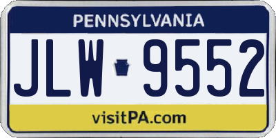 PA license plate JLW9552