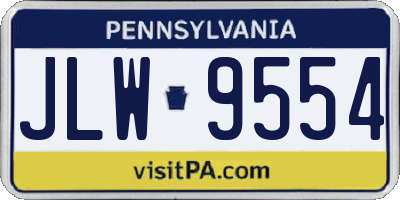 PA license plate JLW9554