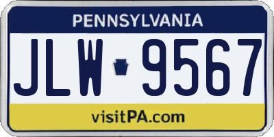 PA license plate JLW9567