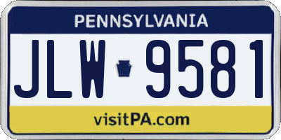 PA license plate JLW9581