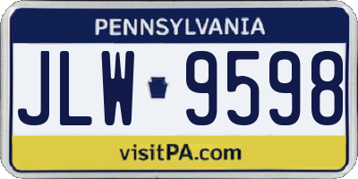 PA license plate JLW9598