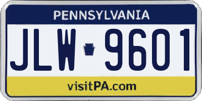 PA license plate JLW9601