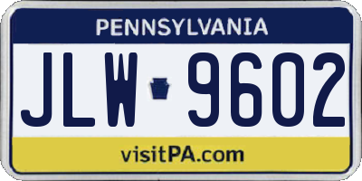 PA license plate JLW9602