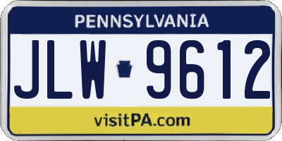 PA license plate JLW9612