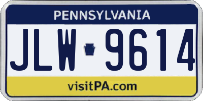 PA license plate JLW9614
