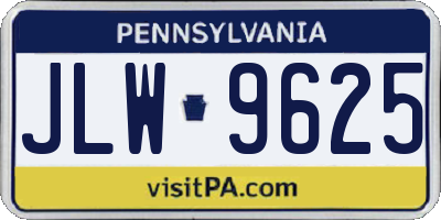 PA license plate JLW9625