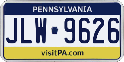 PA license plate JLW9626