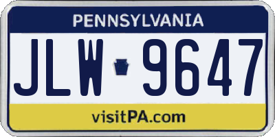 PA license plate JLW9647