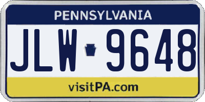 PA license plate JLW9648