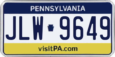 PA license plate JLW9649