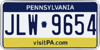 PA license plate JLW9654