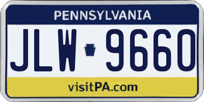 PA license plate JLW9660
