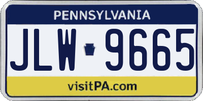 PA license plate JLW9665