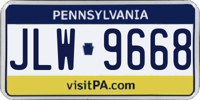 PA license plate JLW9668