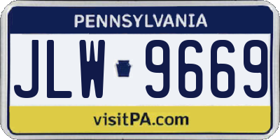 PA license plate JLW9669
