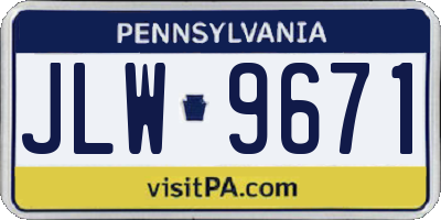 PA license plate JLW9671