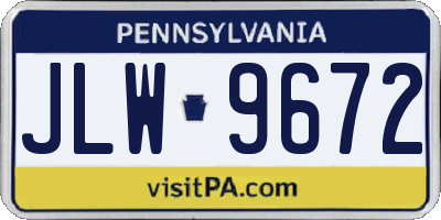 PA license plate JLW9672