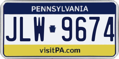 PA license plate JLW9674
