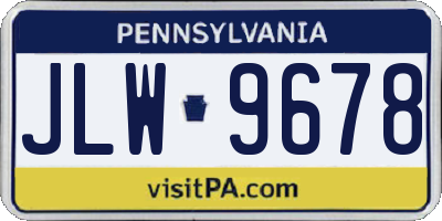 PA license plate JLW9678