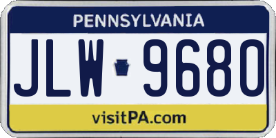 PA license plate JLW9680