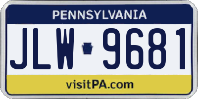 PA license plate JLW9681