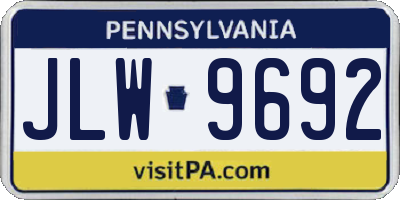 PA license plate JLW9692