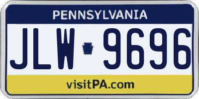 PA license plate JLW9696
