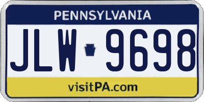 PA license plate JLW9698