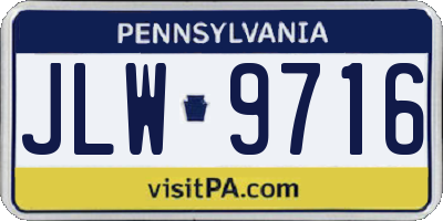 PA license plate JLW9716