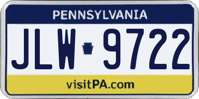 PA license plate JLW9722