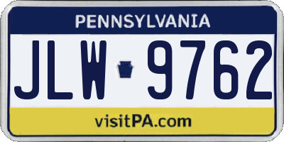 PA license plate JLW9762
