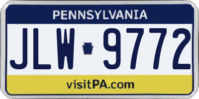 PA license plate JLW9772
