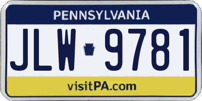 PA license plate JLW9781