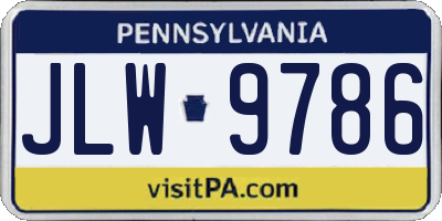 PA license plate JLW9786