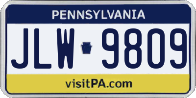 PA license plate JLW9809