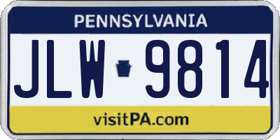 PA license plate JLW9814