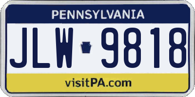 PA license plate JLW9818
