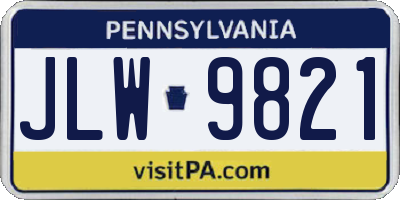 PA license plate JLW9821