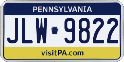 PA license plate JLW9822