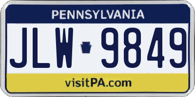 PA license plate JLW9849