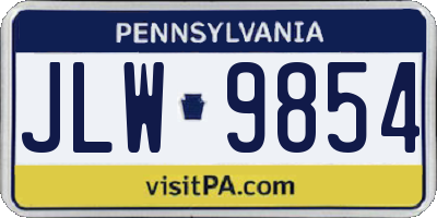 PA license plate JLW9854